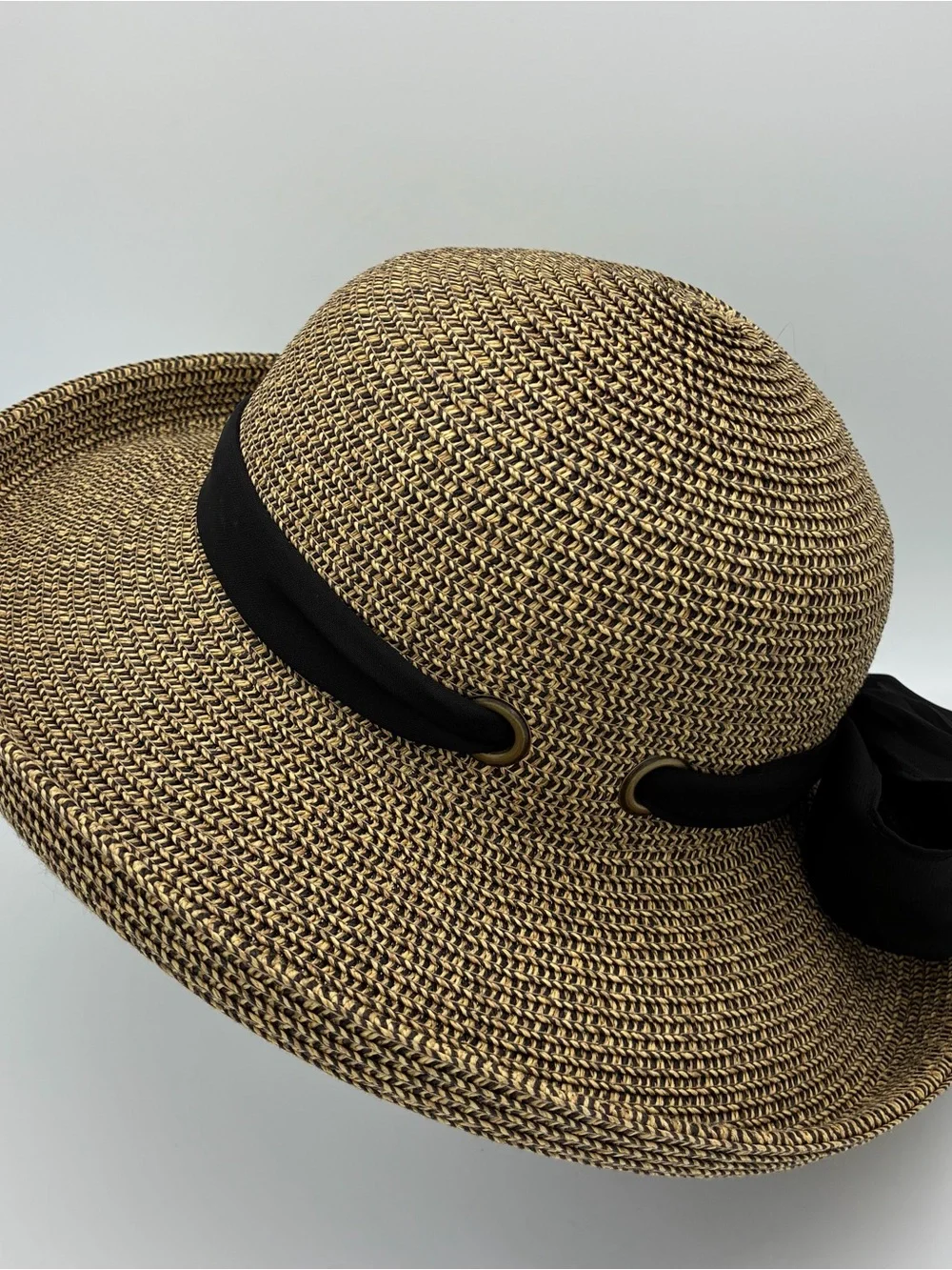 Sun N Sand Wide Brim Sun Hat UPF 50+ Brown & Black Bow